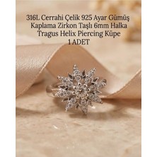 Begonia Accessories 316L Cerrahi Çelik Gümüş Kaplama Kararmaz Alerji Yapmaz Zirkon Taş Figür 1 Adet Unisex Minimal Halka Tragus Helix Küpe Piercing G503-1
