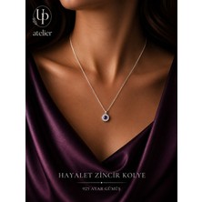 Up Atelier 925 Ayar Gümüş Hayalet Kolye Gümüş Zincirli Mor Zirkon Taşlı Kolye