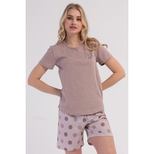Vienetta Pamuklu Kadın Kısa Kol Şortlu Pijama Takım, 602001