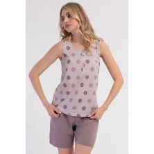 Vienetta Pamuklu Kadın Kalın Askılı Şortlu Pijama Takım, 602004