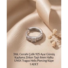 Begonia Accessories 316L Cerrahi Çelik Gümüş Kaplama Kararmaz Alerji Yapmaz Zirkon Taş Figür 1 Adet Unisex Minimal Halka Tragus Helix Küpe Piercing G503-11
