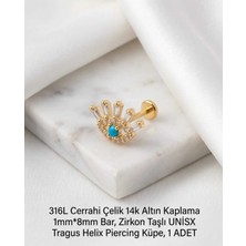 Begonia Accessories 316L Cerrahi Çelik Altın Kaplama Kararmaz Alerji Yapmaz Zirkon Taş Figür Unisex Tragus Helix Küpe Piercing A429-36
