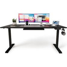Ofisimi Uprise Comfort Çift Motorlu Yükseklik Ayarlı Masa (72–121 Cm) (Siyah Ayak/siyah Tabla, 120X60 Cm)