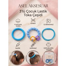 Asel Aksesuar 3'lü Figürlü ve Düz Çocuk Saç Lastik Toka Seti