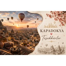 Papelia Kapadokya Temalı Teşekkür Kartı | 200 gr Mat Fotoğraf Kağıdı | Ultra Gerçekçi Baskı | Hediyelik Paket ve Sipariş Teşekkür Kartı