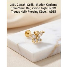 Begonia Accessories 316L Cerrahi Çelik Altın Kaplama Kararmaz Alerji Yapmaz Zirkon Taş Figür Unisex Tragus Helix Küpe Piercing A429-33