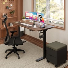 Ofisimi Uprise Comfort Çift Motorlu Yükseklik Ayarlı Masa (72–121 Cm) (Siyah Ayak/ceviz Tabla, 120X60 Cm)