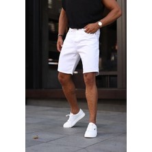 Neva Shop Boyfriend Rahat Kalıp Düz Beyaz Şort