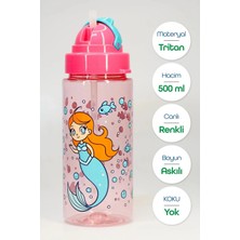 Noki Kids Tritan Pipetli Suluk Matara 500 ml Deniz Kızı Temalı Pembe