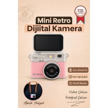 Torima Mini Dijital Kamera 2K Video Çözünürlüğü ile Flip Ekranlı Selfie Video Vlog Kamerası CMR49 Pembe