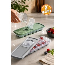 Karawent Home 2’li Şeffaf Kapaklı 12 Bölmeli Silikon Buzluk Kalıbı Seti Kolay Çıkarılabilir Pratik Buz Küpü Kabı Krw-23
