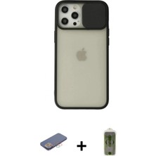 Marsilyan™- iPhone 12 Pro Max Kılıf Vadi Çizgi - Siyah Joko Magic 5d Hayalet Cam + Renkli Kamera Lens Koruma Cam - Pe