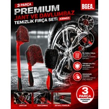 Bgea 3 Parça Premium Jant ve Davlumbaz Temizlik Fırça Seti Kırmızı