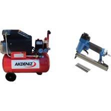 Akdeniz 24 Lt. Yağlı Hava Kompresörü+Nail Havalı Zımba Tabancası Nail 8016