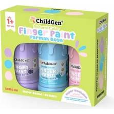 Childgen Süper Yıkanabilir 3'lü Parmak Boya Pastel Set (Pembe-Mavi-Mor)(3X350ML)