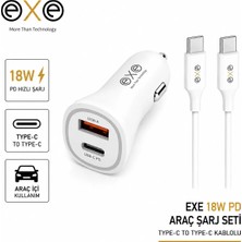 Exe Technology EXE 18W PD Araç Şarj Aleti Type-C to Type-C Kablolu