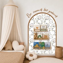 Trend Wall Decor 75X122,5 cm Çocuk Bebek Odası Duvar Sticker Seti|bir Varmış Yazısı + Çerçeve| Ay Yıldız Bulut Temalı Kız Erkek Unisex Çocuk Odası Dekor, Modern Minimalist Duvar Sticker