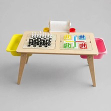 Yaz Sil Yüzeyli Satranç ve Ludo Yüzeyli Kontraplak Katlanır Çocuk Aktivite Masası