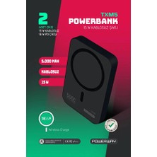 Powerway 5.000 Mah Pd 15W Magsafe Kablosuz Wireless Taşınabilir Şarj Cihazı Siyah Powerbank Txm5