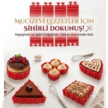 Formzen Sihirli Yapışmaz Silikon Modüler Kek Kalıbı Seti - Şekil Değiştirebilen 4'lü Yapboz Kek Kalıbı