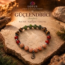 Lotus 🔥 Güçlendirici Doğal Taş Bileklik (Sovdavi) – Kızıl Akik, Kaplangözü & Güneş Taşı - Yeşim Taşı