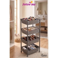 Follow Me Inci Nostalji 4 Katlı Sebzelik & Düzenleyici Raf Füme