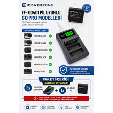 CoverZone 1 Adet Batarya Gopro Hero 4 Black Hero 4 Silver ile Uyumlu 3 Slot LCD Ekranlı USB Batarya Şarj Cihazı AHDBT-401 Uyumlu Aksiyon Kamera Pil Şarj Ünitesi | (GO401 Şarj Cihazı ve Pil)