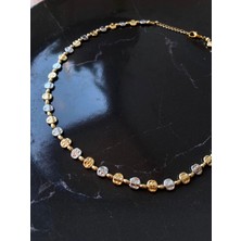 Store By Dilara Luna Iki Renkli Minimal Kadın Kolye – Gold Silver Metal Detaylı Modern Tasarım