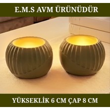 E.M.S 2 Adet Mint Yeşili Renk Mumluk Dekoratif Tealight Mumluk Obje Mumluk Seti.