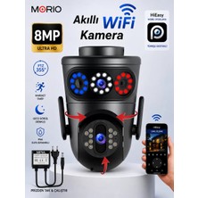 MPIA MORIO Wifi 8MP FullHD Dual Lens (Hareketli+Sabit) Akıllı Güvenlik Kamerası Hieasy Gece Görüş Sesli Kişi Takibi + 12V Adaptör