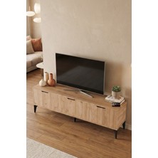 Reyo Falez Royal Tv Sehpası 160 cm Tv Ünitesi Kapaklı Modern Şık Minimal Salon Konsolu 5093 Meşe