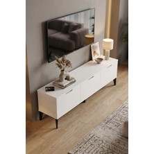 Reyo Falez Royal Tv Sehpası 160 cm Tv Ünitesi Kapaklı Modern Şık Minimal Salon Konsolu 5091 Beyaz