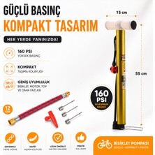 Bisiklet Pompası 6'lı Uç Seti El Tipi Ayak Tutamaklı Metal Borulu Top Lastik Şambrel Şişirme Uçlu