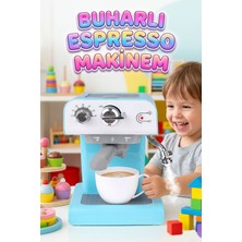 Farbu Oyuncak Pilli Işıklı Sesli Mutfak Oyuncağı Gerçekçi Buhar Özellikli Eğitici Espresso Makinesi