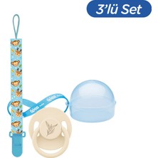Wee Baby Pure Yuvarlak Uçlu Kauçuk Emzik No:1 - Krem (Kutu ve Band Seti) Erkek
