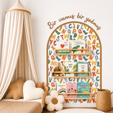 Trend Wall Decor Çocuk Bebek Odası Duvar Sticker Seti | Bir Varmış Yazısı + Çerçeve | Renkli Harf Temalı Duvar Kağıdı,  Duvar Çıkartmaları ve Duvar Resimleri, Özel Gün Hediyesi, Doğum Günü Hediyesi