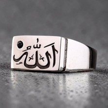 Takılingo 925 Ayar Gümüş Zirkon Taşlı Allah Lafzı Yazılı Erkek Yüzük