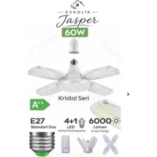 Volemi VM-810 Kristal 60 Watt 6000 Lumen 4 Kollu Katlanır Ampul 4 1 Kanatlı Katlanabilir Enerji Tasarruflu LED Ampul.