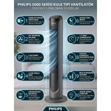 Philips Siyah Kule Fan - 28 Db Sessiz Soğutma, Aroma Difüzörlü, Dokunmatik Ekran, Çocuk Kilitli, Doğal Rüzgar Etkili, Kumandalı 40W Enerji Tasarruflu Vantilatör,