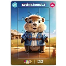 BToys Sevimli Kunduz - Frame Puzzle - 12 Parça