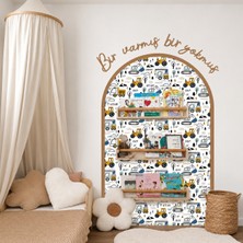 Trend Wall Decor Ş Makinesi Temalı Çocuk & Bebek Odası Duvar Sticker | Bir Varmış Çerçeveli Set | Erkek Odası Dekorubir Varmış Yazılı Çerçeveli Set | Masal Teması