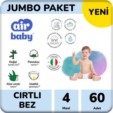Air Baby Jumbo Paket Maxi Bebek Bezi 4 Numara 60 Adet 8-14 kg