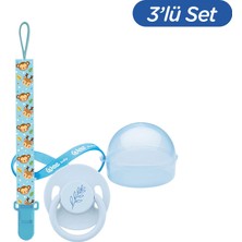 Wee Baby Pure Yuvarlak Uçlu Kauçuk Emzik No:1 - Mavi (Kutu ve Band Seti)