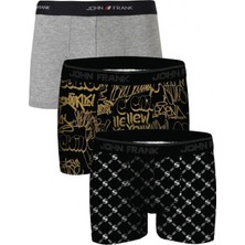 John Frank Logolu Pamuklu 3'lü Paket Boxer Erkek Boxer Jfbs3