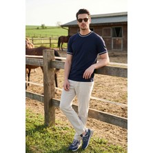 Buratti Pamuklu Bisiklet Yaka Kontrast Şeritli T Shirt Erkek T Shirt 5904034