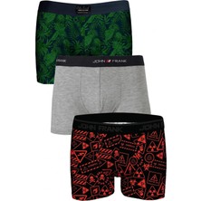 John Frank Logolu Pamuklu 3'lü Paket Boxer Erkek Boxer Jfbs3