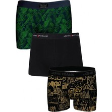 John Frank Logolu Pamuklu 3'lü Paket Boxer Erkek Boxer Jfbs3
