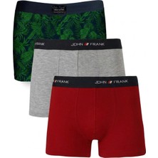 John Frank Logolu Pamuklu 3'lü Paket Boxer Erkek Boxer Jfbs3