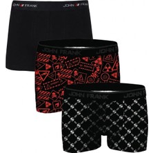 John Frank Logolu Pamuklu 3'lü Paket Boxer Erkek Boxer Jfbs3