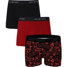 John Frank Logolu Pamuklu 3'lü Paket Boxer Erkek Boxer Jfbs3